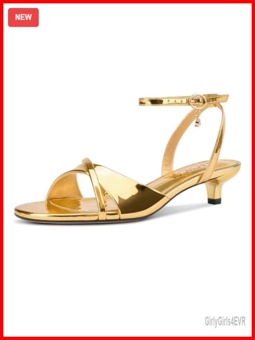 Kitten Heel Sandals Open Toe Ankle Strap Slingback Dress Shoes 1.4 Inch Heel